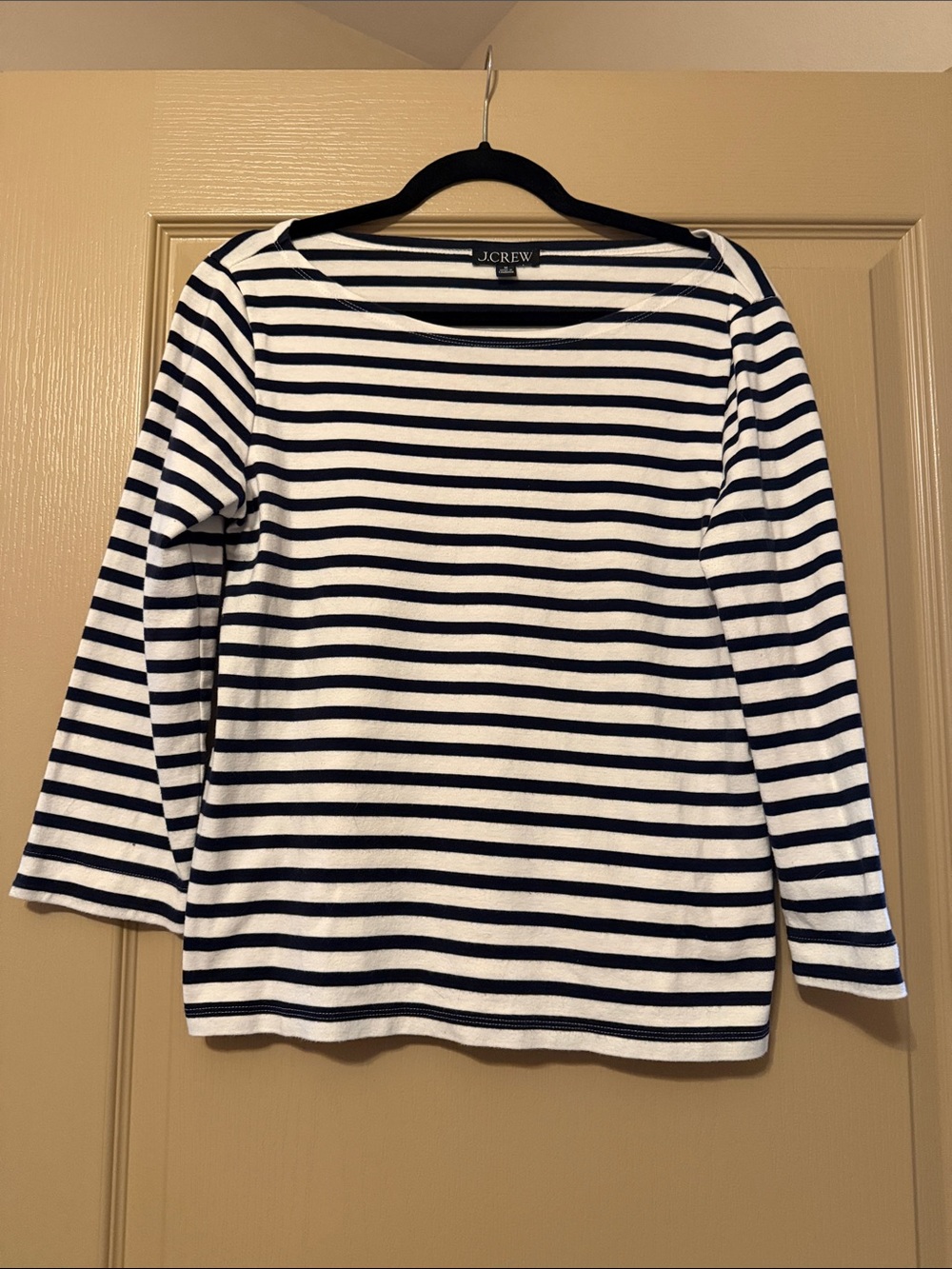 J Crew Navy and White Stripe Boatneck